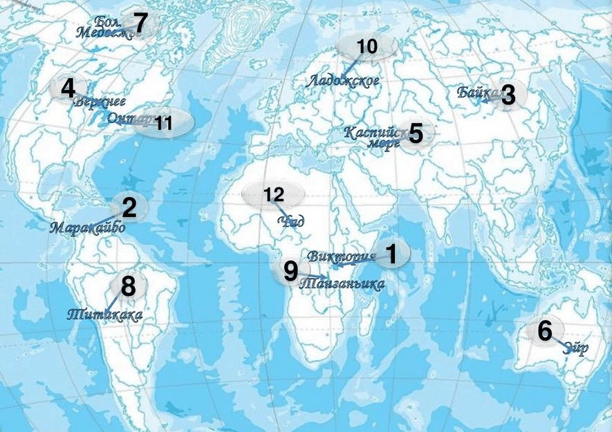 Контурная карта реки и озера